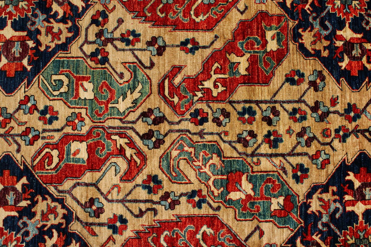 9x12 Beige and Navy Anatolian Traditional Rug