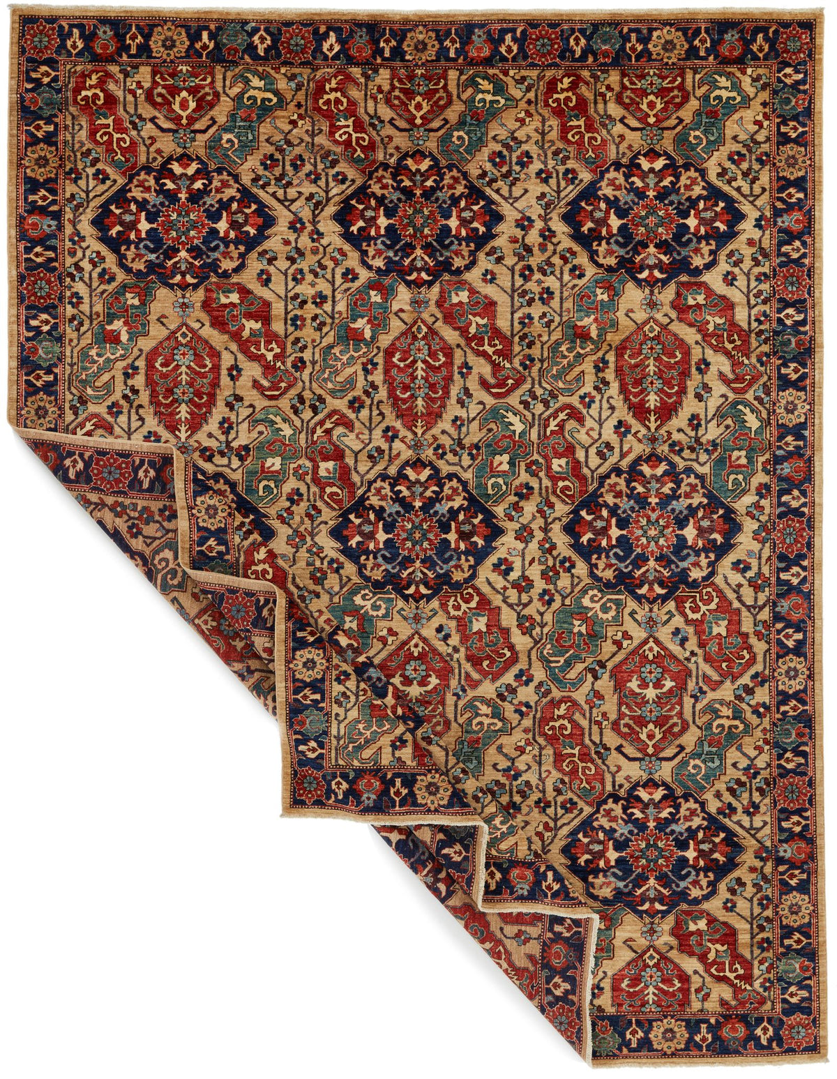 9x12 Beige and Navy Anatolian Traditional Rug