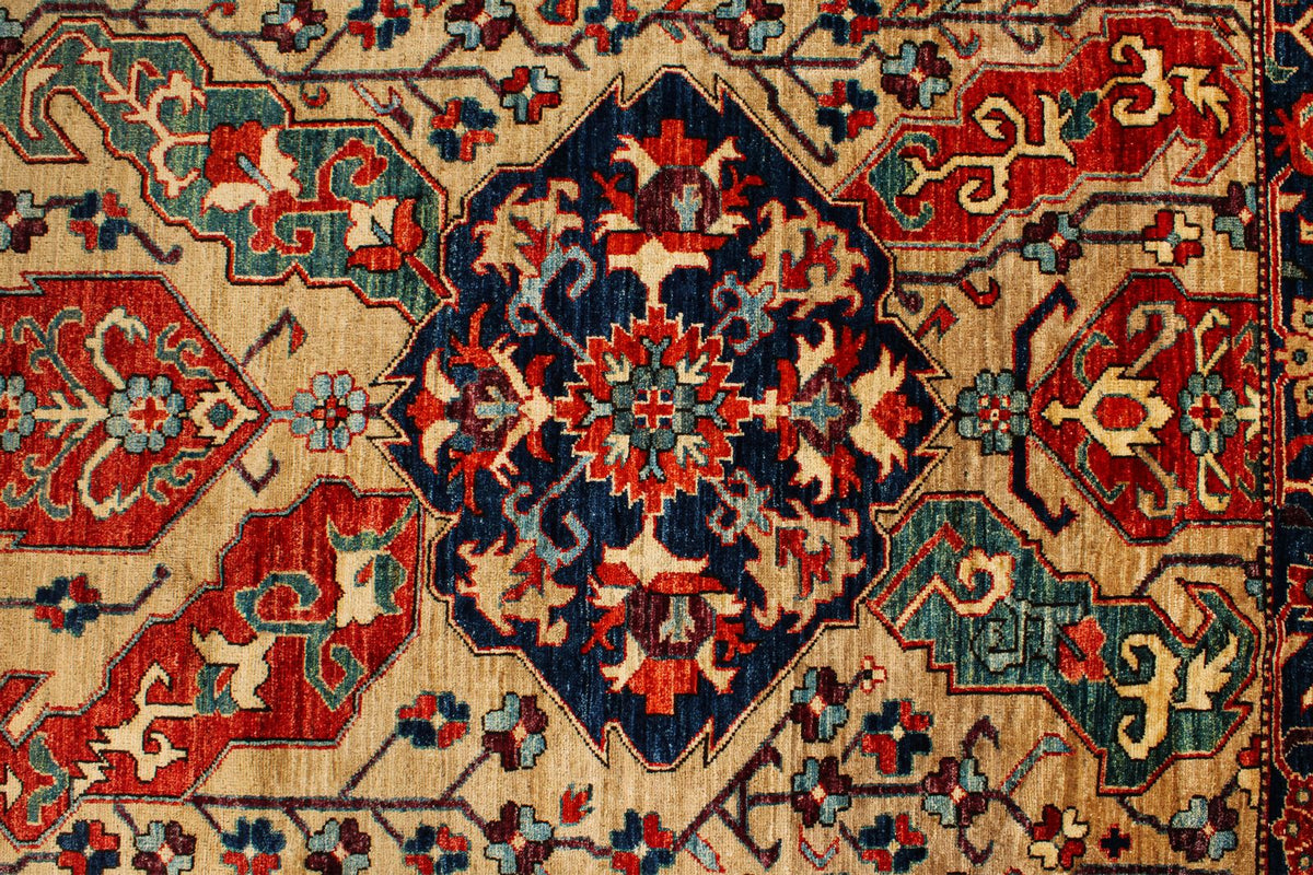 9x12 Beige and Navy Anatolian Traditional Rug