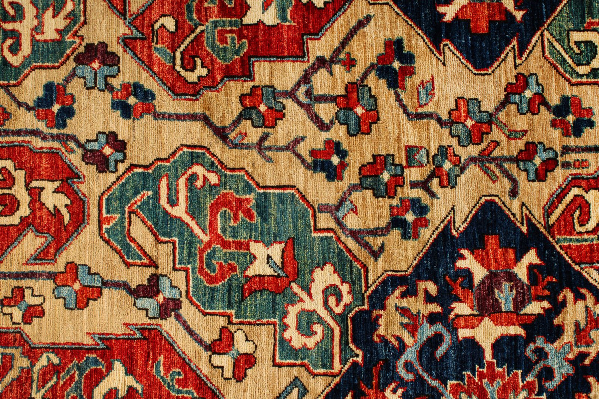 9x12 Beige and Navy Anatolian Traditional Rug