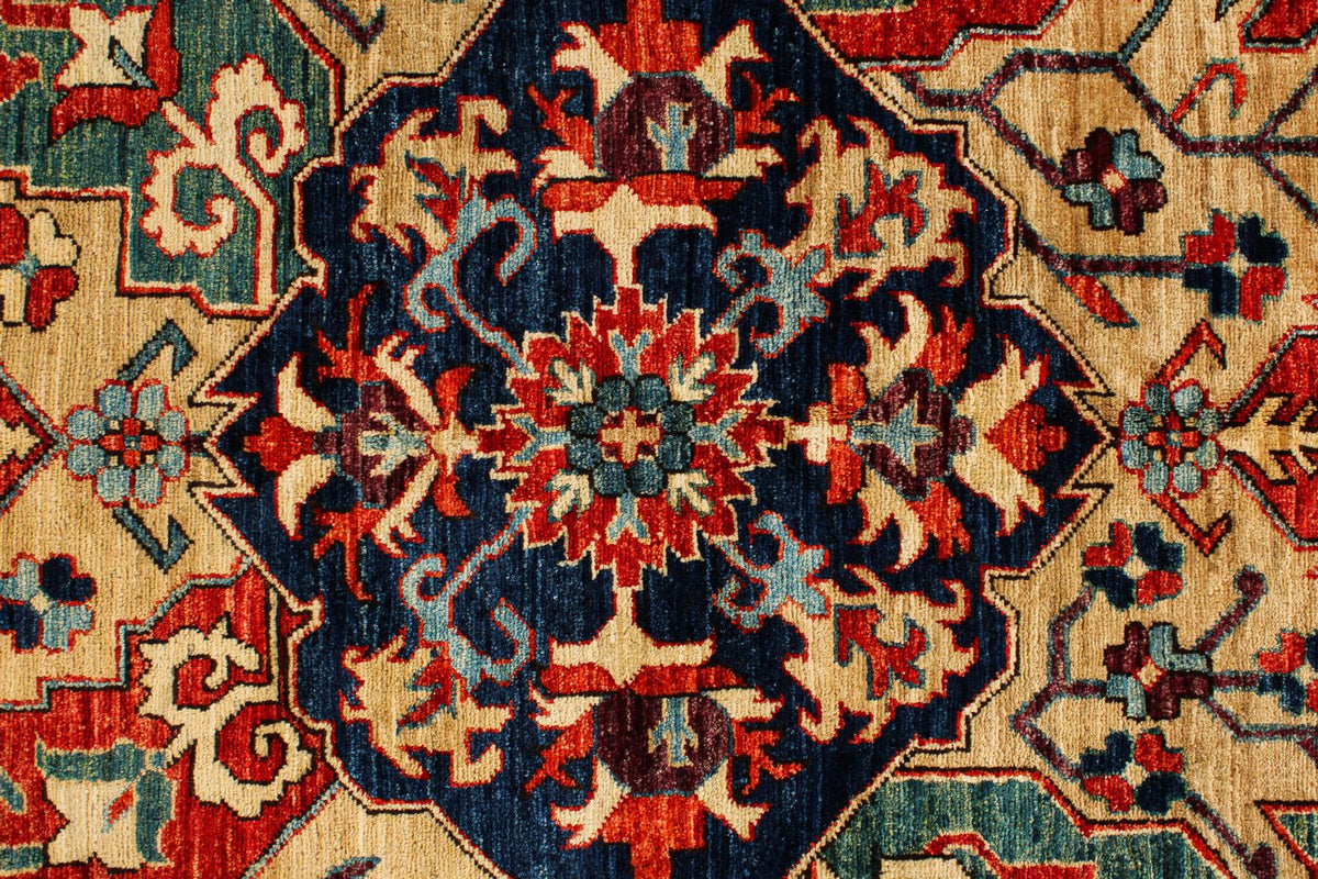 9x12 Beige and Navy Anatolian Traditional Rug