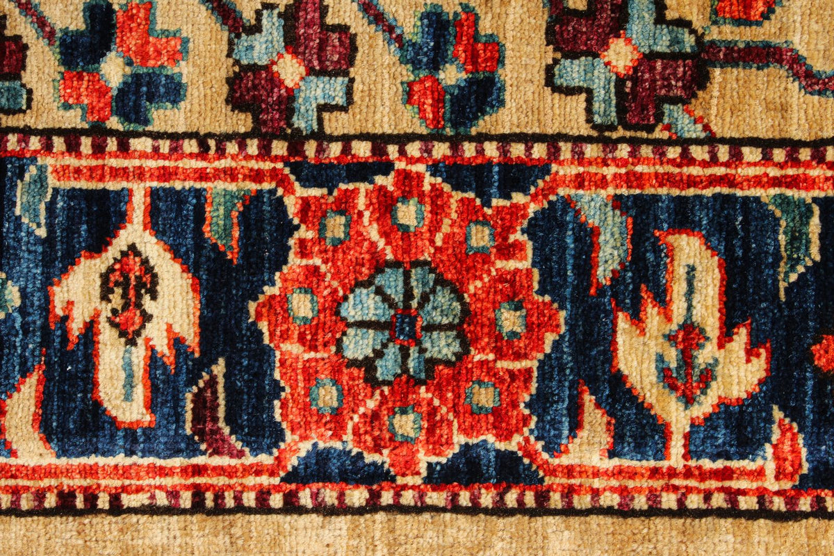 9x12 Beige and Navy Anatolian Traditional Rug