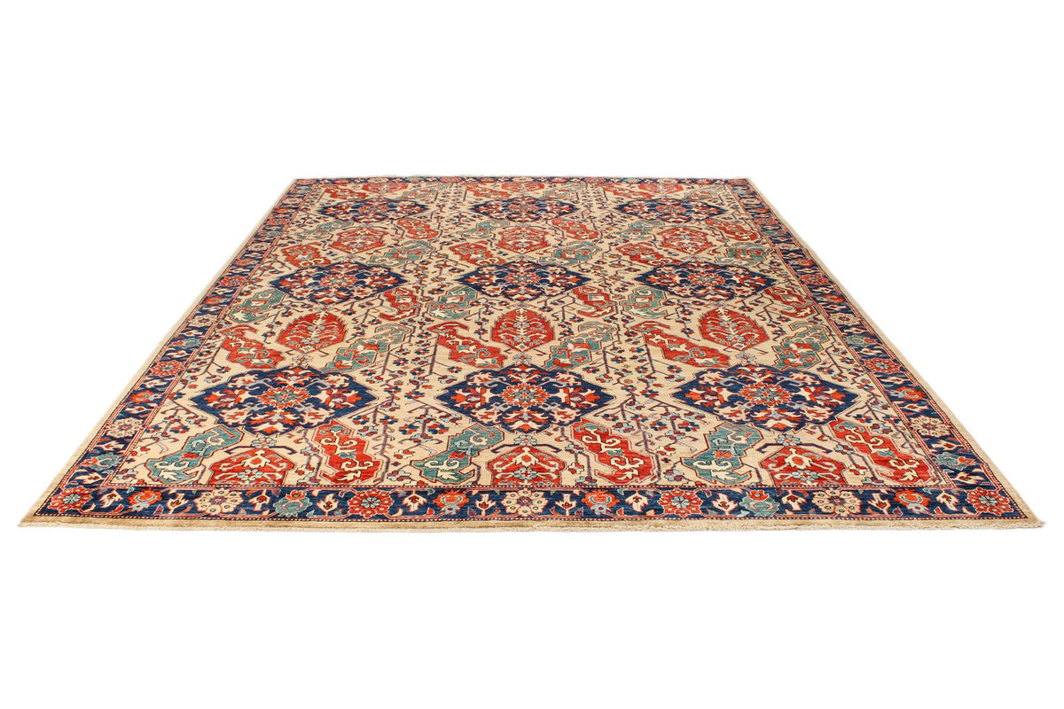 9x12 Beige and Navy Anatolian Traditional Rug