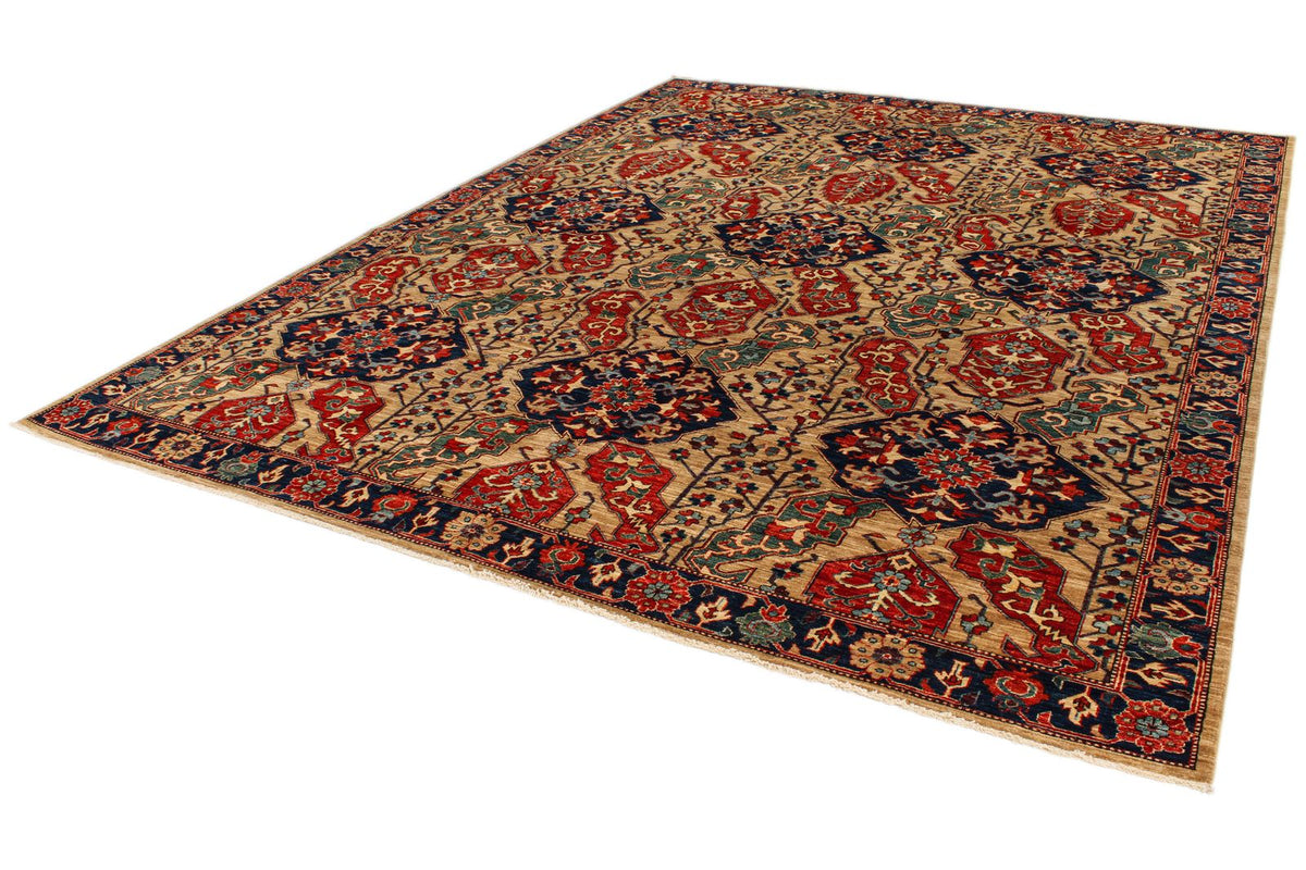 9x12 Beige and Navy Anatolian Traditional Rug