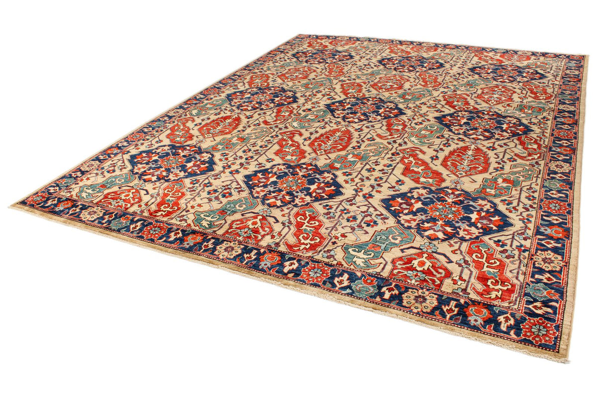 9x12 Beige and Navy Anatolian Traditional Rug