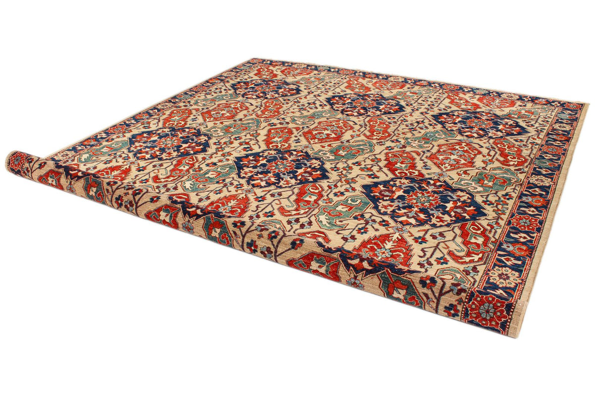 9x12 Beige and Navy Anatolian Traditional Rug