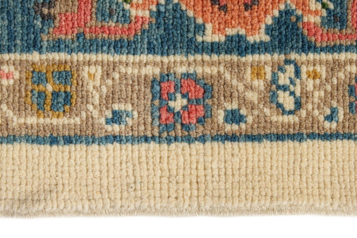 5x8 Ivory and Blue Turkish Oushak Rug