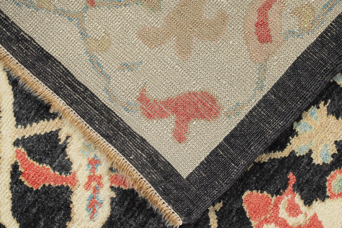 9x12 Black and Beige Turkish Oushak Rug