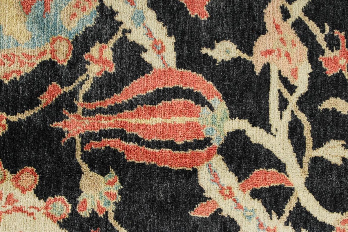 9x12 Black and Beige Turkish Oushak Rug