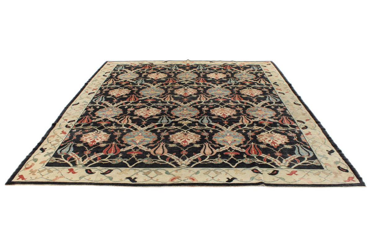 9x12 Black and Beige Turkish Oushak Rug