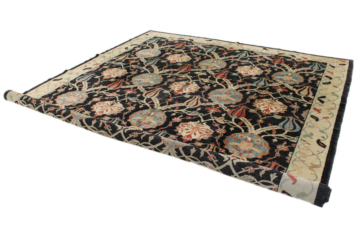 9x12 Black and Beige Turkish Oushak Rug
