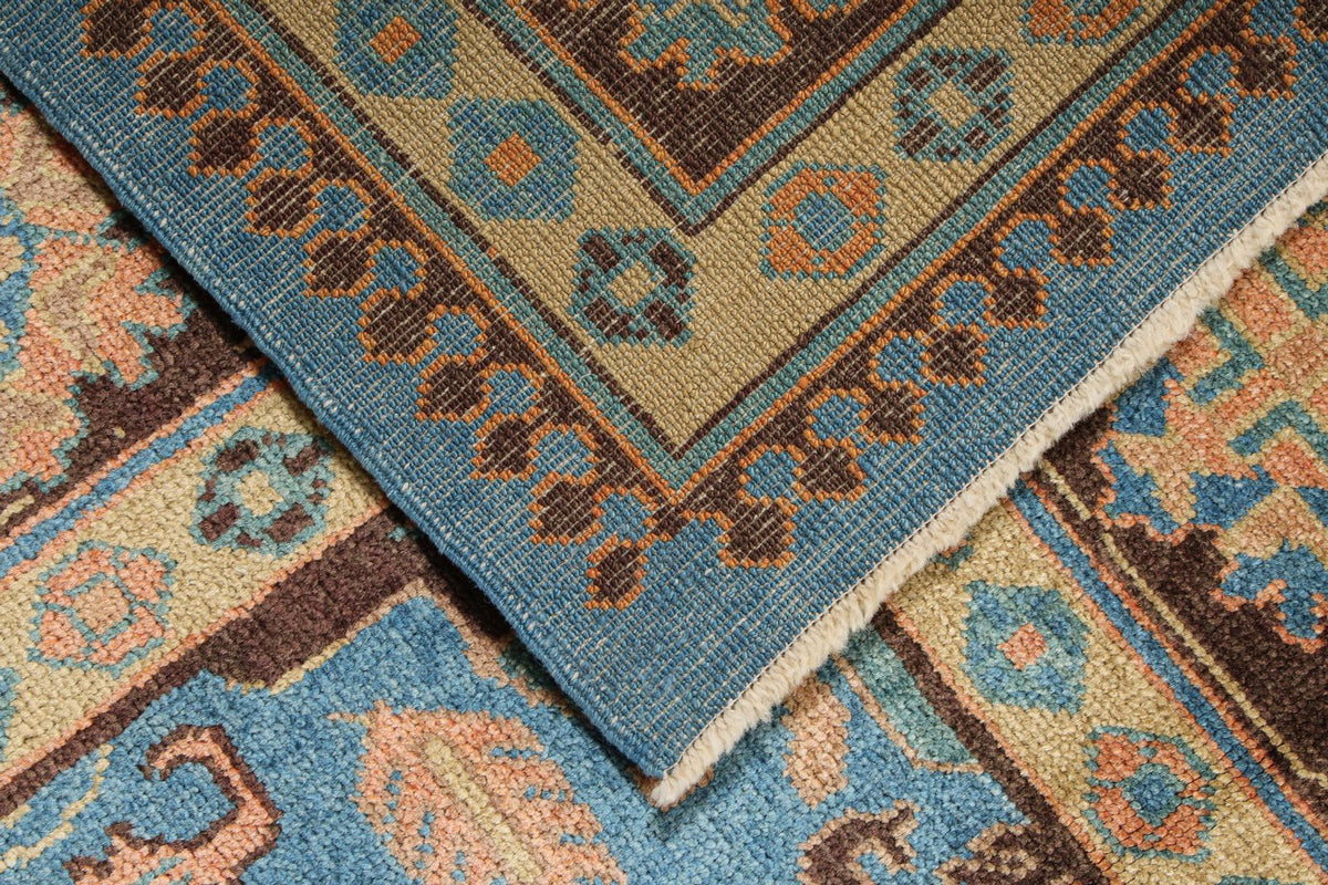 10x11 Blue and Brown Turkish Oushak Rug