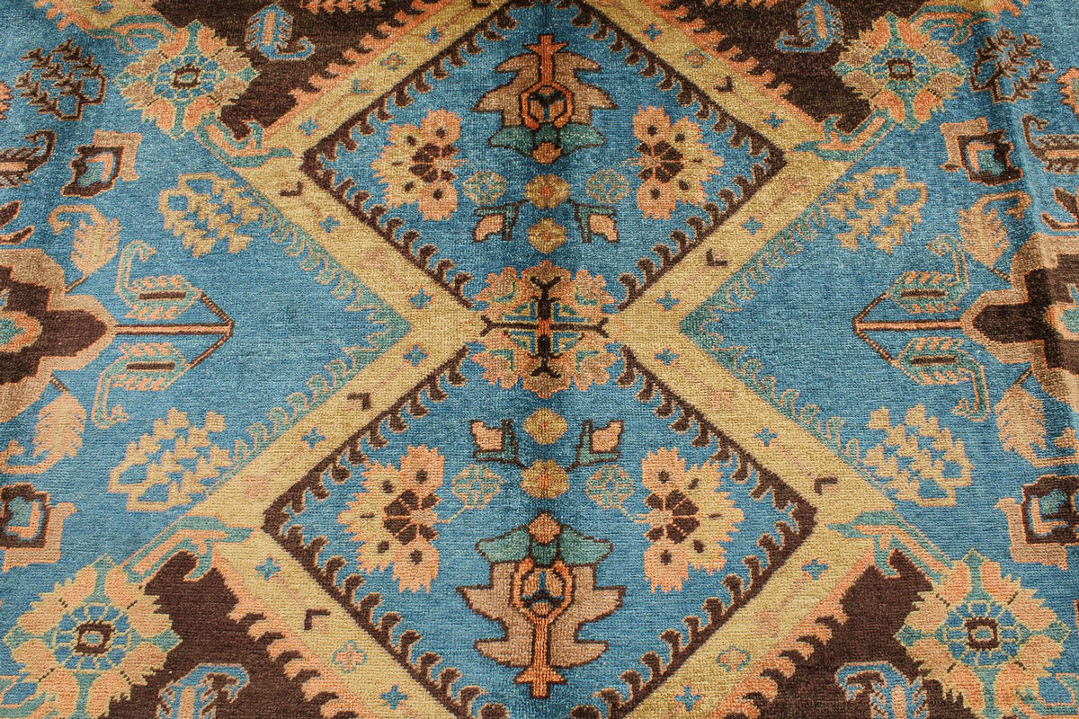 10x11 Blue and Brown Turkish Oushak Rug
