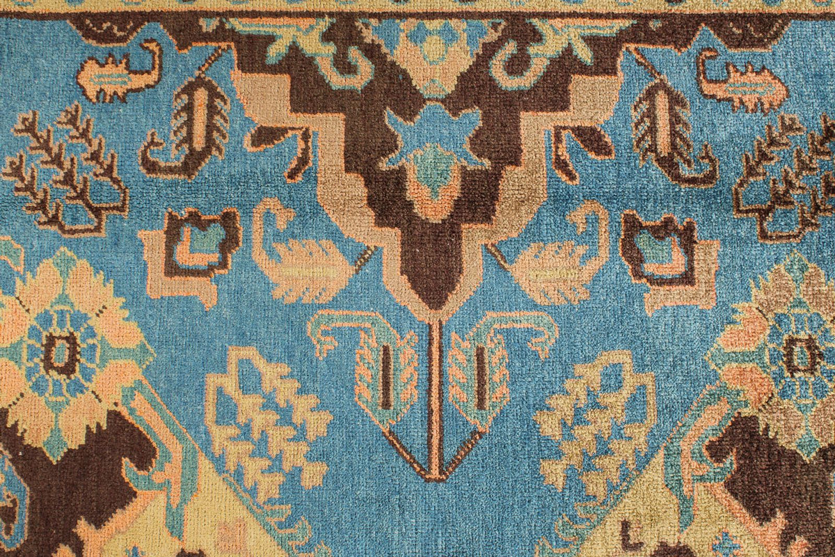 10x11 Blue and Brown Turkish Oushak Rug