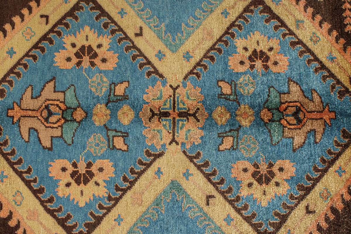10x11 Blue and Brown Turkish Oushak Rug