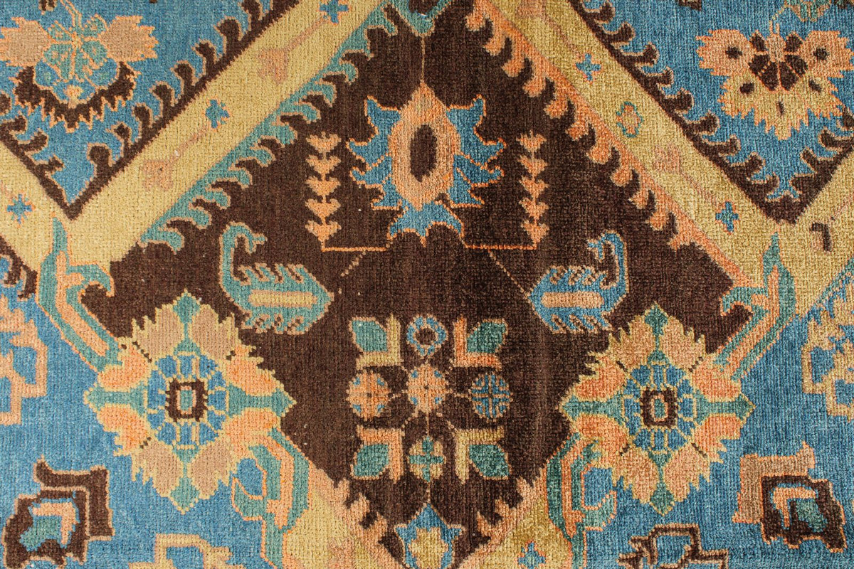 10x11 Blue and Brown Turkish Oushak Rug