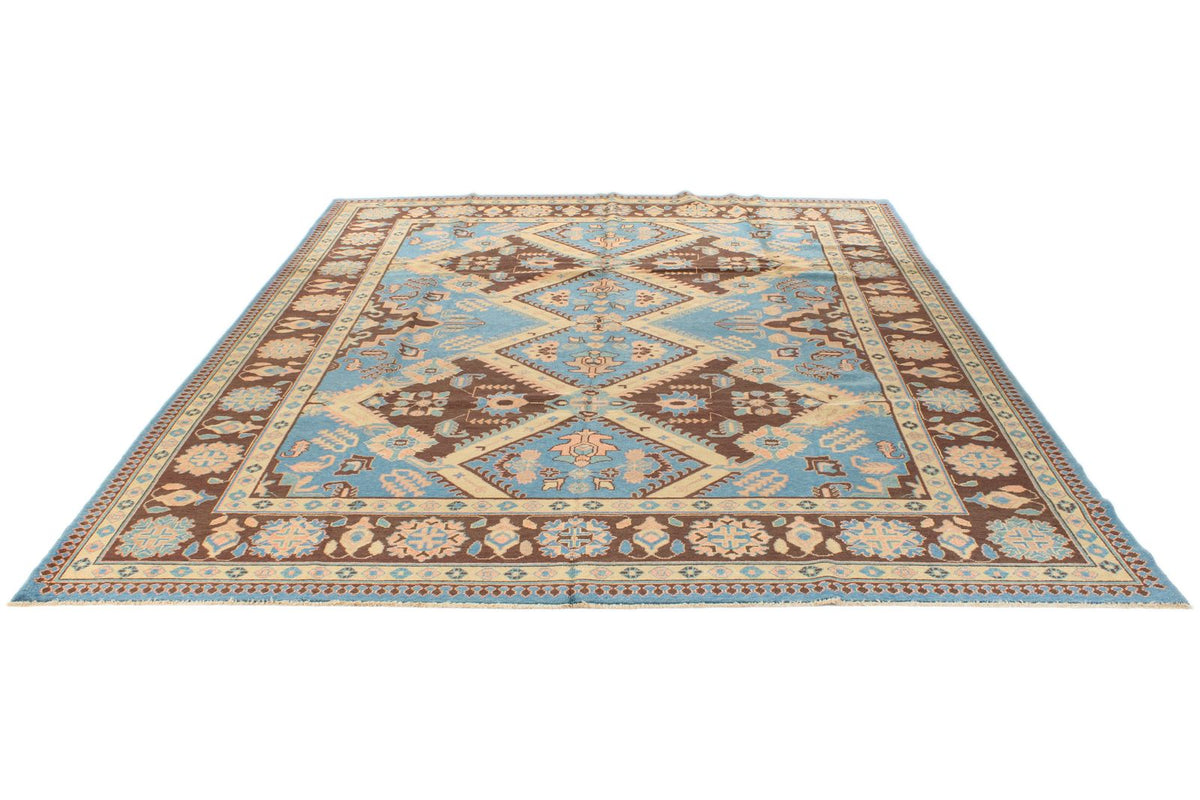 10x11 Blue and Brown Turkish Oushak Rug