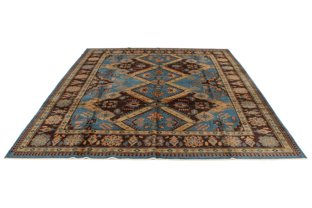 10x11 Blue and Brown Turkish Oushak Rug