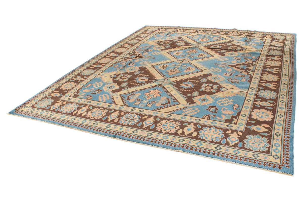 10x11 Blue and Brown Turkish Oushak Rug