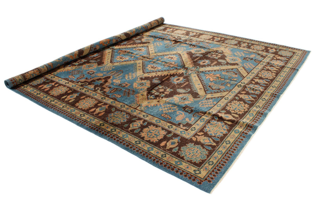 10x11 Blue and Brown Turkish Oushak Rug