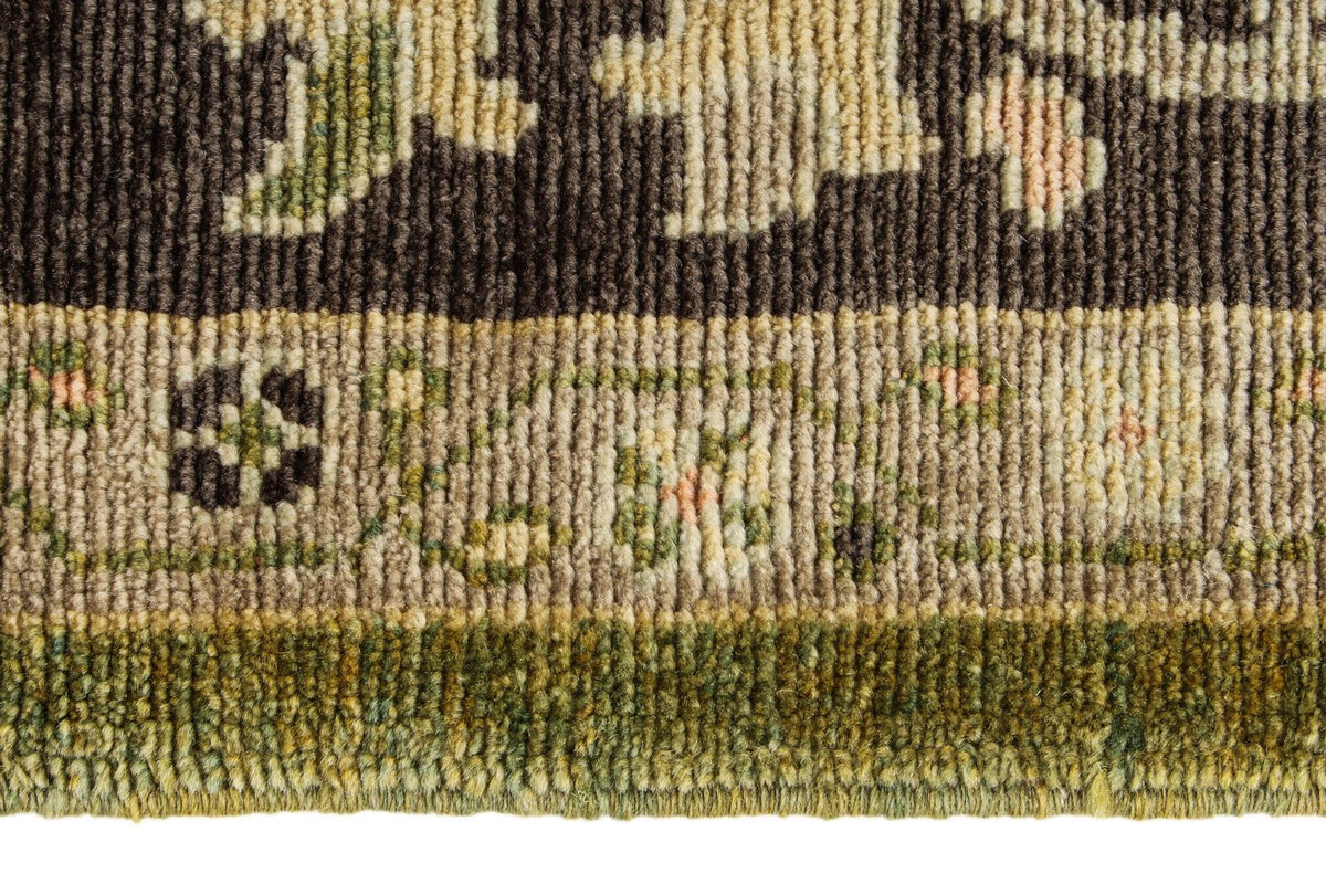 9x13 Green and Brown Turkish Oushak Rug