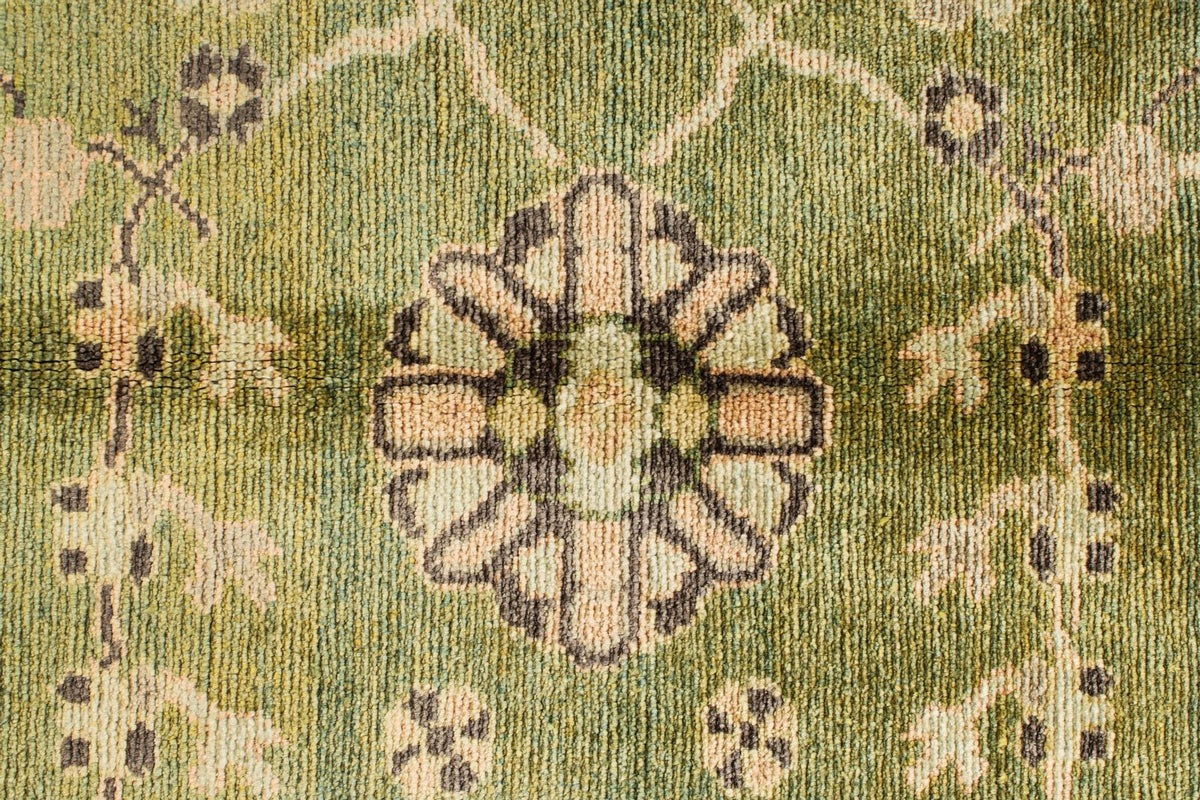 9x13 Green and Brown Turkish Oushak Rug