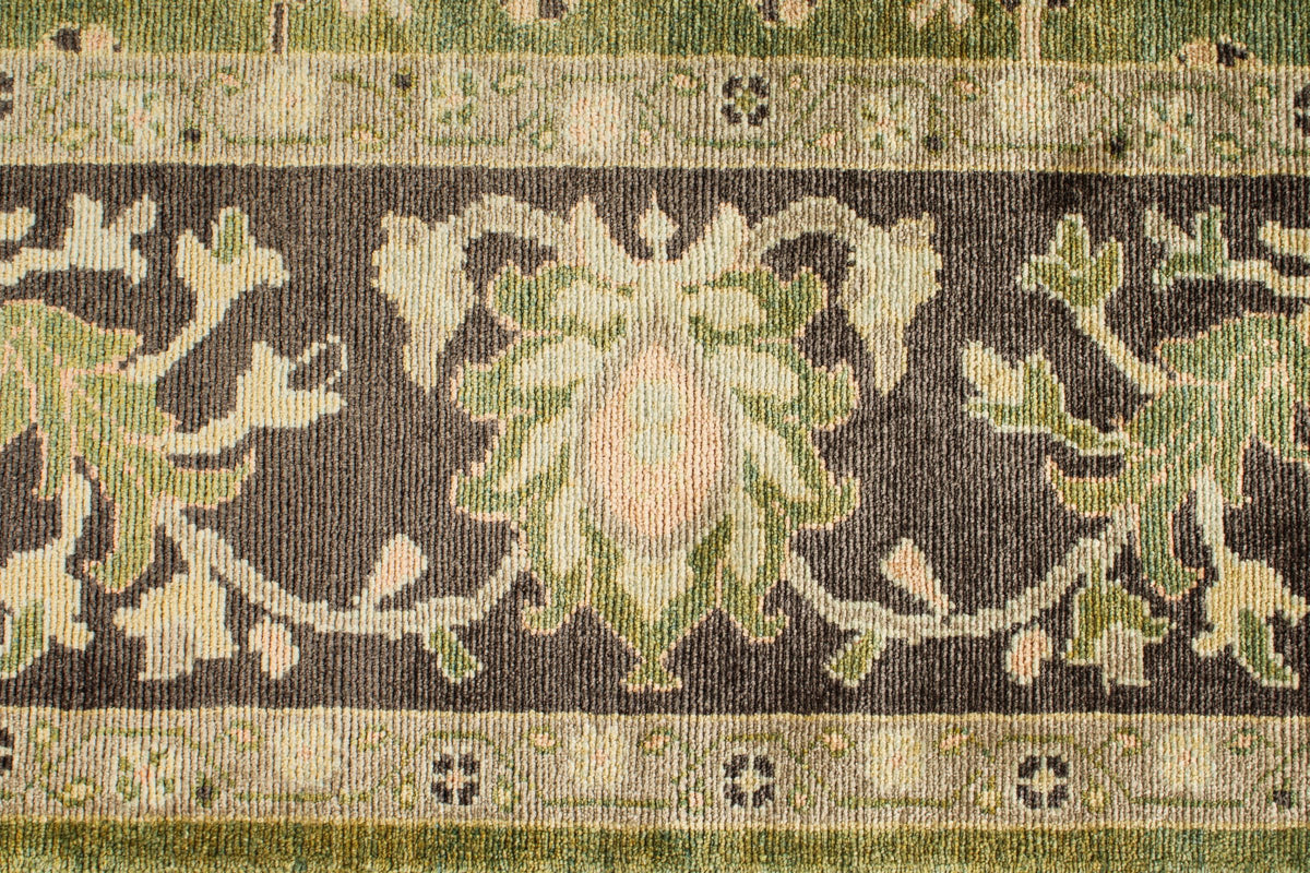 9x13 Green and Brown Turkish Oushak Rug