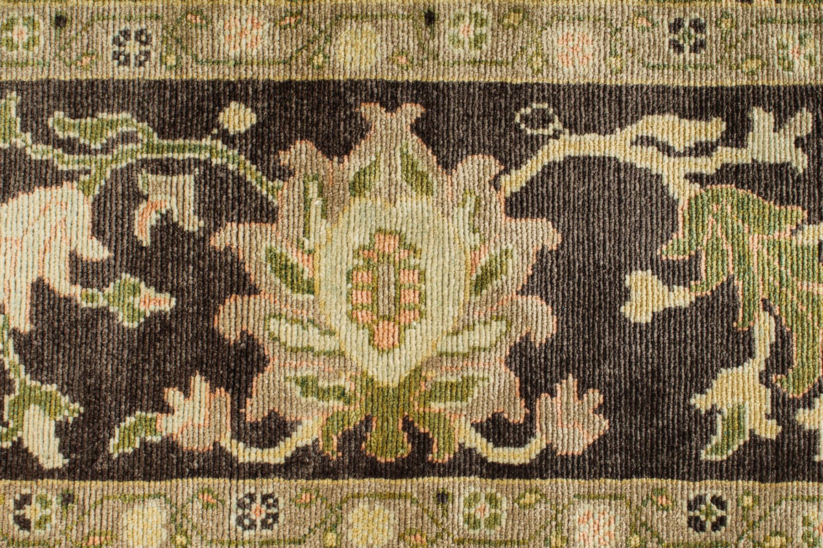 9x13 Green and Brown Turkish Oushak Rug