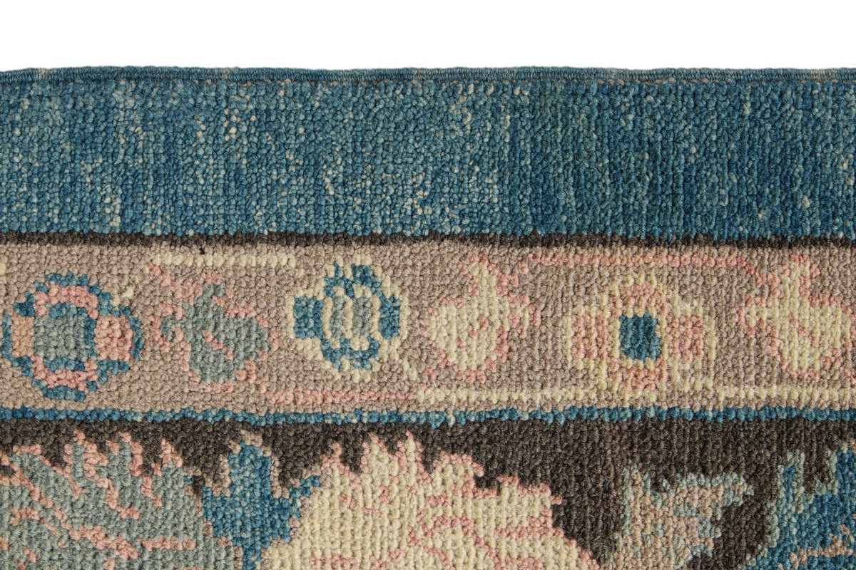 9x12 Blue and Beige Turkish Oushak Rug
