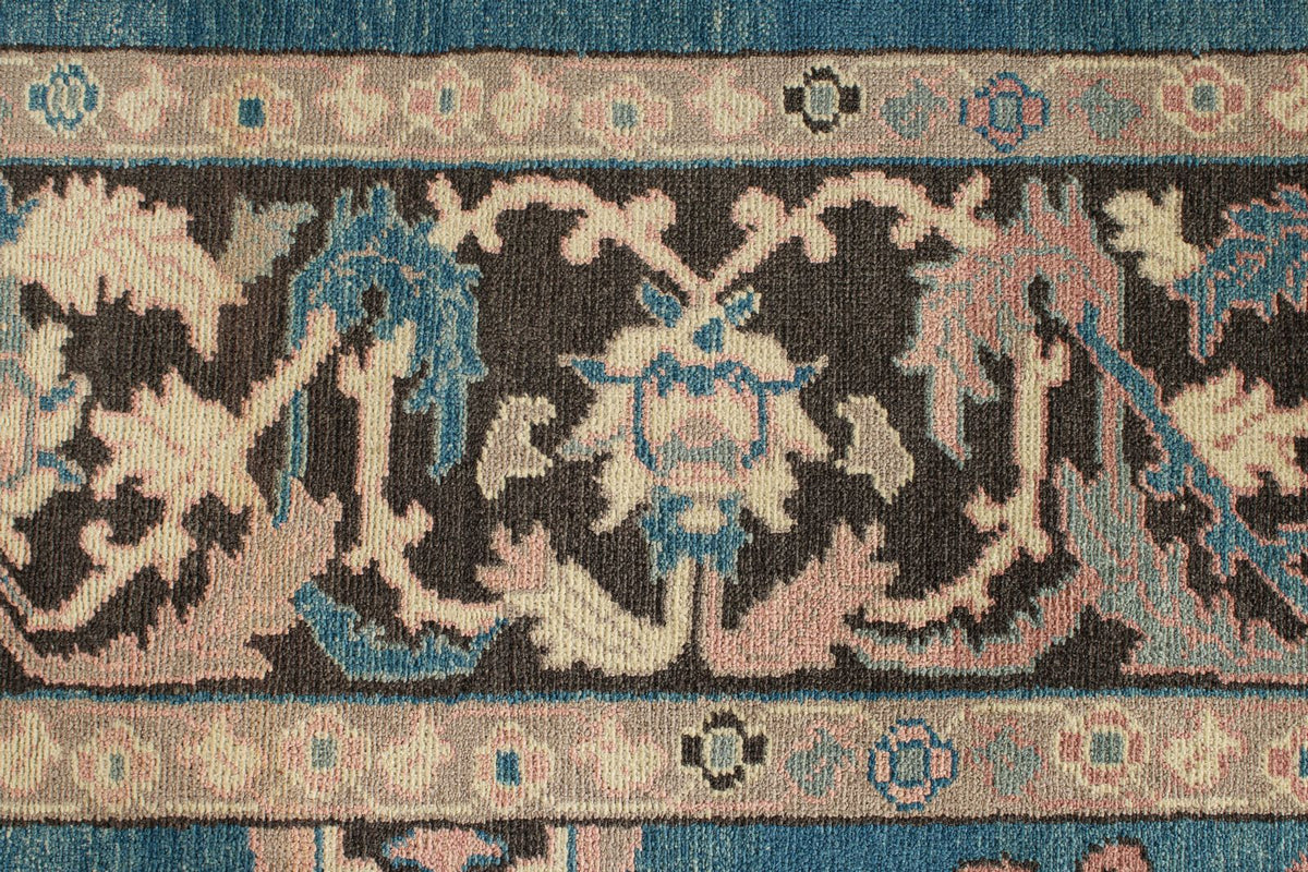 9x12 Blue and Beige Turkish Oushak Rug