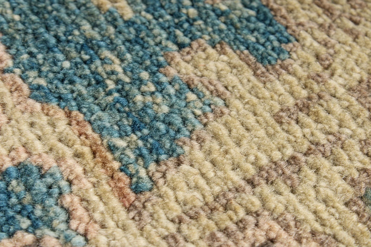 9x12 Blue and Beige Turkish Oushak Rug