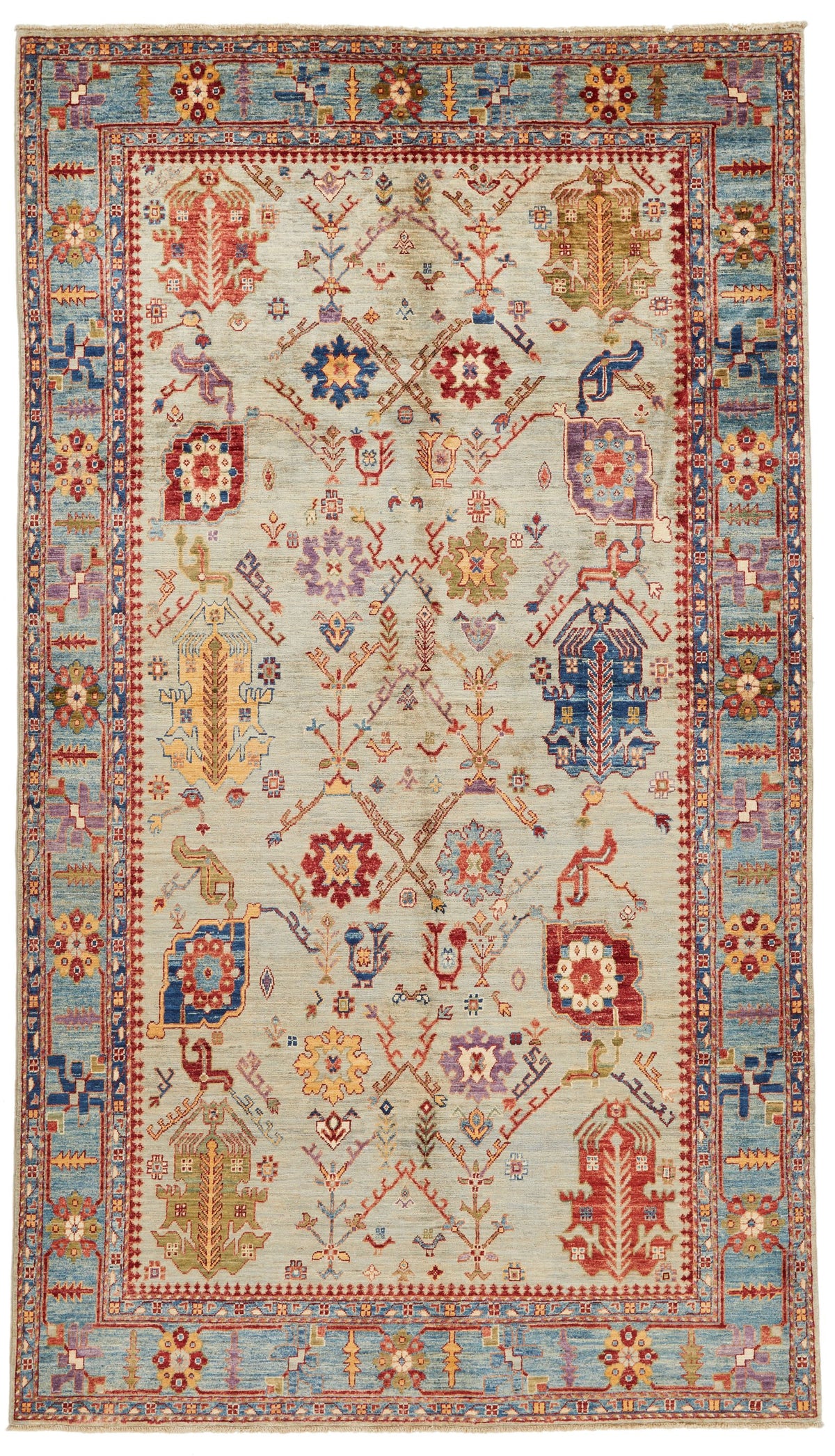 6x10 Green and Blue Anatolian Traditional Rug