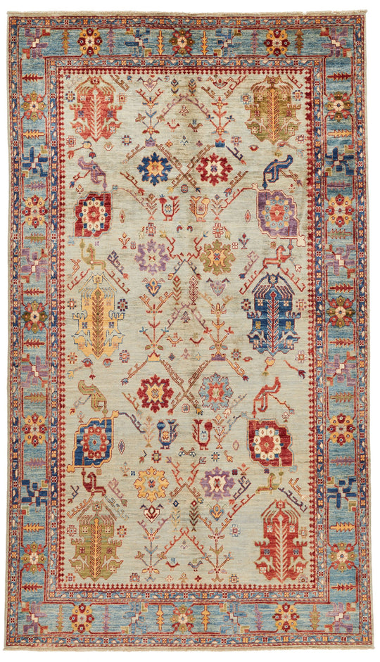 6x10 Green and Blue Anatolian Traditional Rug