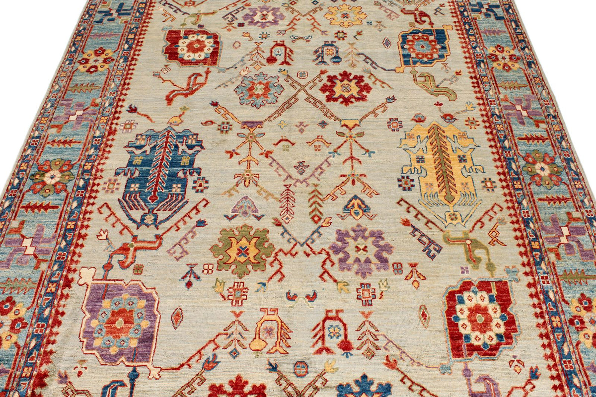 6x10 Green and Blue Anatolian Traditional Rug