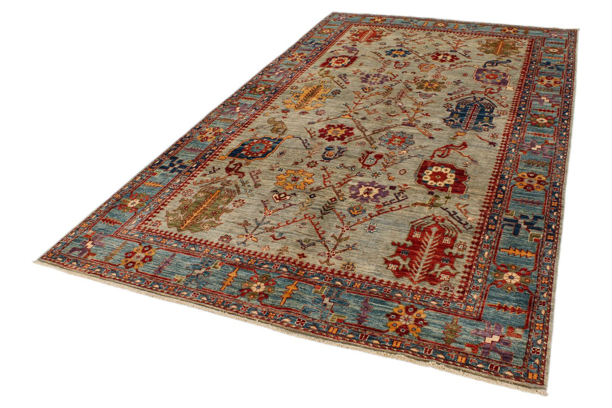 6x10 Green and Blue Anatolian Traditional Rug
