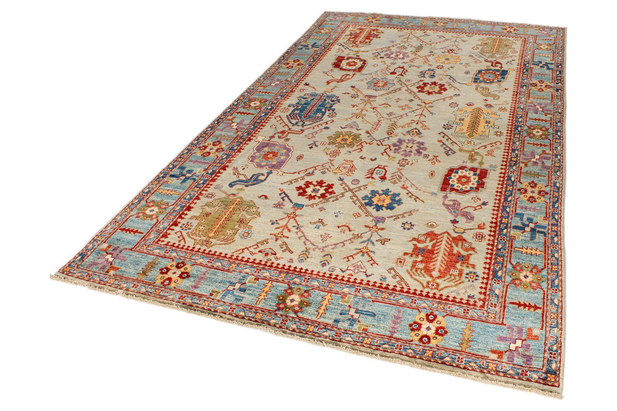 6x10 Green and Blue Anatolian Traditional Rug