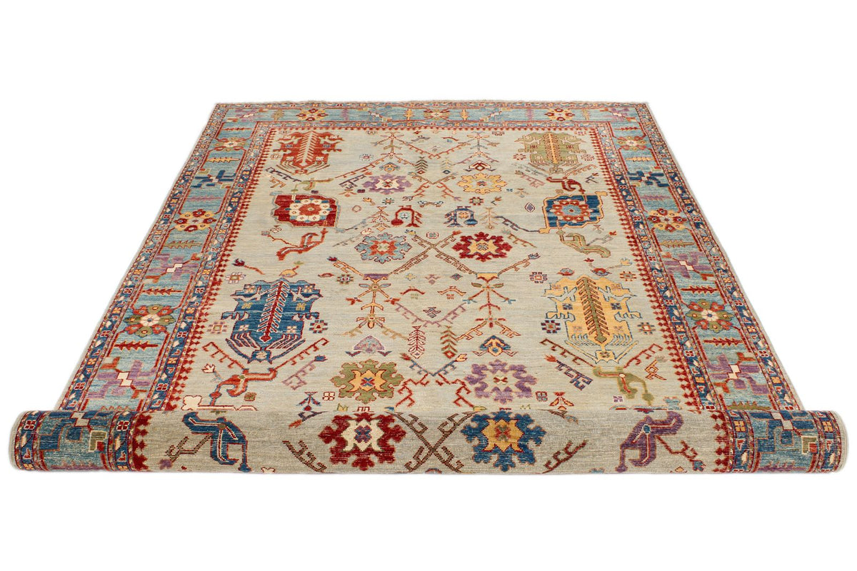 6x10 Green and Blue Anatolian Traditional Rug