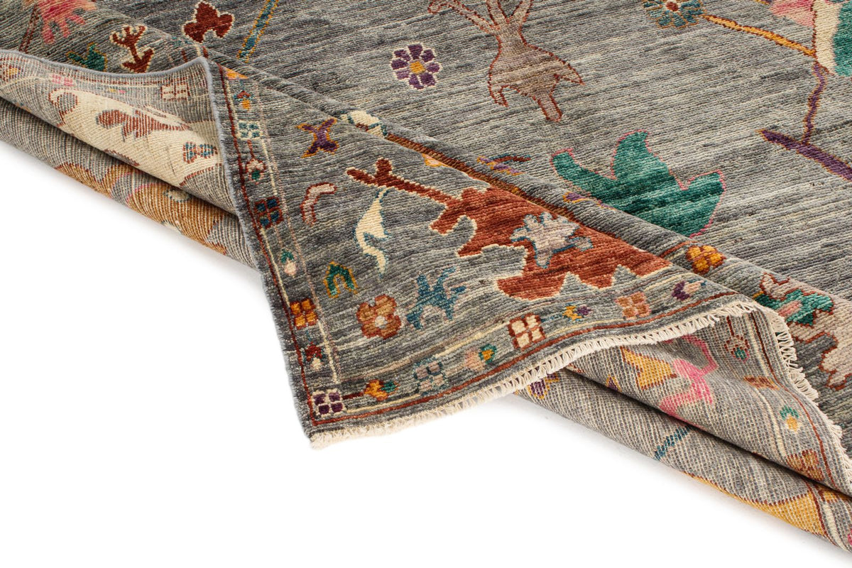 8x10 Gray and Multicolor Turkish Oushak Rug