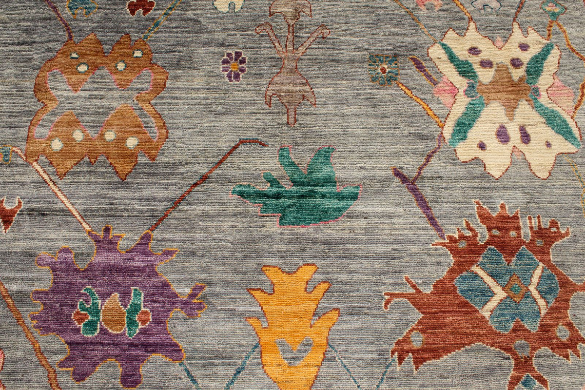 8x10 Gray and Multicolor Turkish Oushak Rug