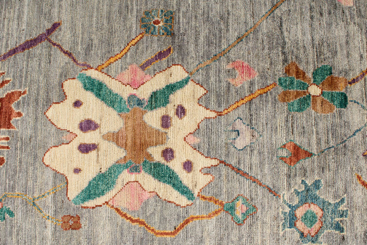 8x10 Gray and Multicolor Turkish Oushak Rug