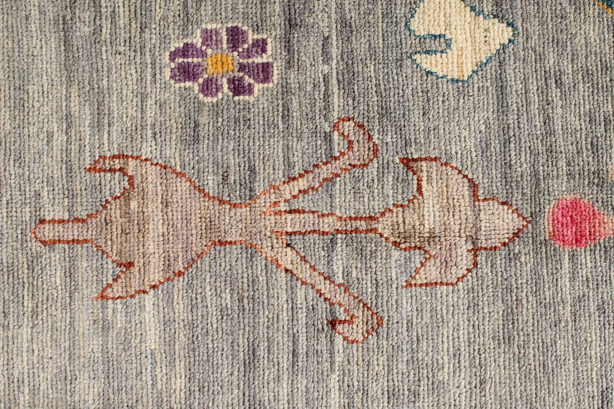 8x10 Gray and Multicolor Turkish Oushak Rug