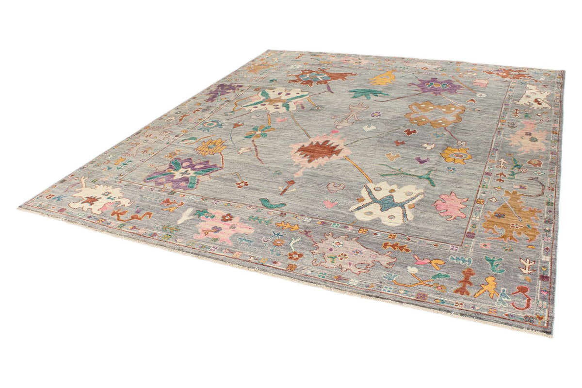 8x10 Gray and Multicolor Turkish Oushak Rug