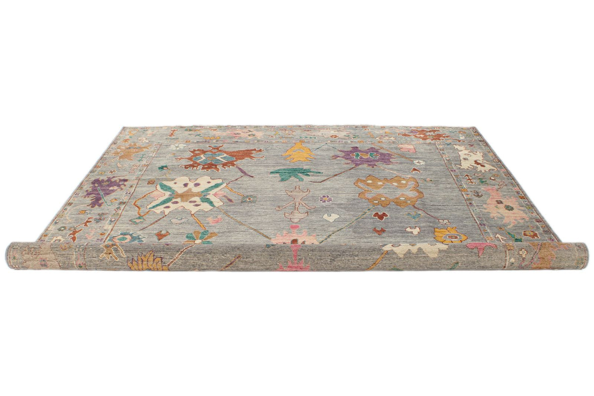 8x10 Gray and Multicolor Turkish Oushak Rug