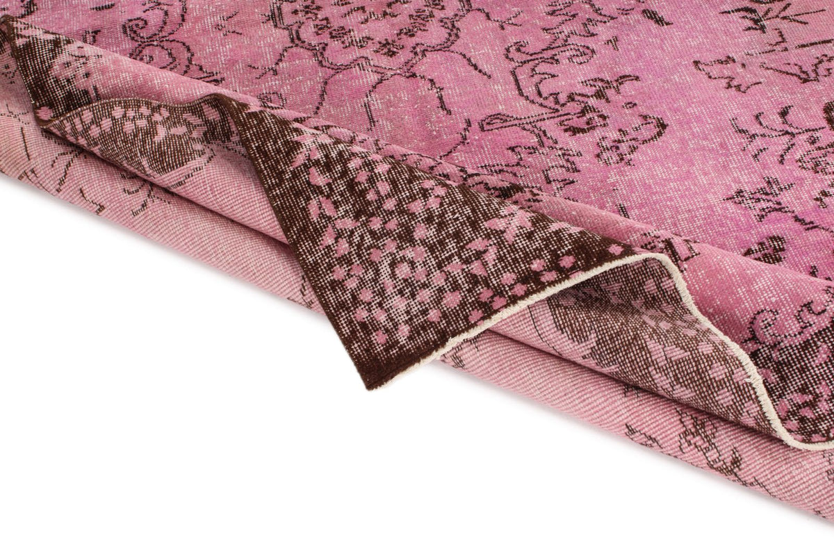 6x9 Pink and Brown Turkish Overdyed Rug