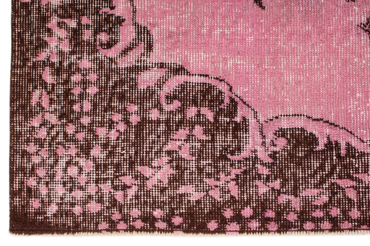 6x9 Pink and Brown Turkish Overdyed Rug