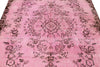 6x9 Pink and Brown Turkish Overdyed Rug