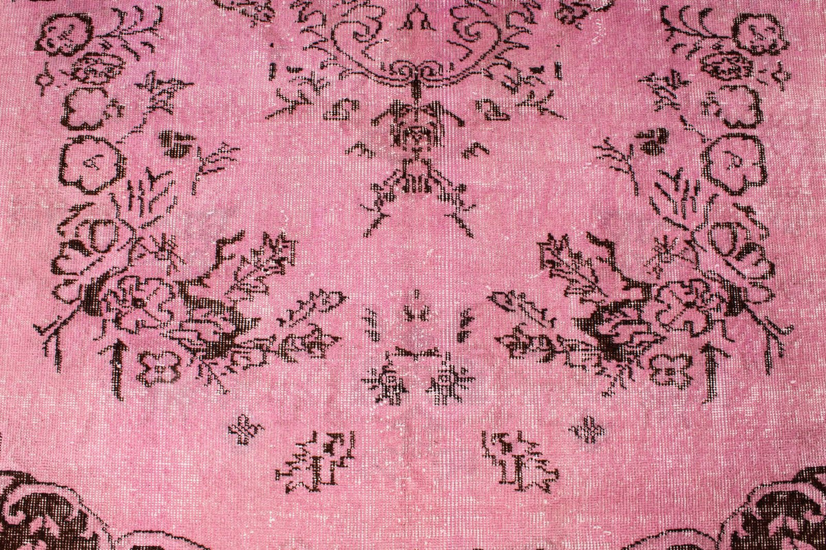 6x9 Pink and Brown Turkish Overdyed Rug