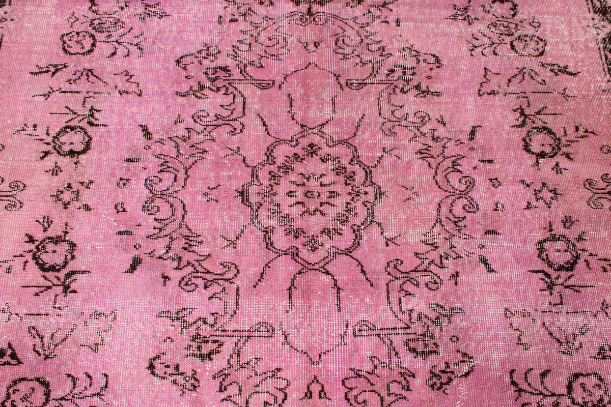 6x9 Pink and Brown Turkish Overdyed Rug