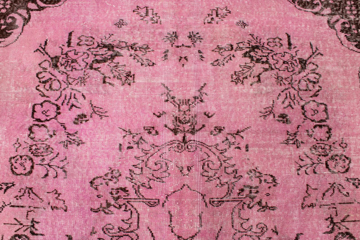 6x9 Pink and Brown Turkish Overdyed Rug