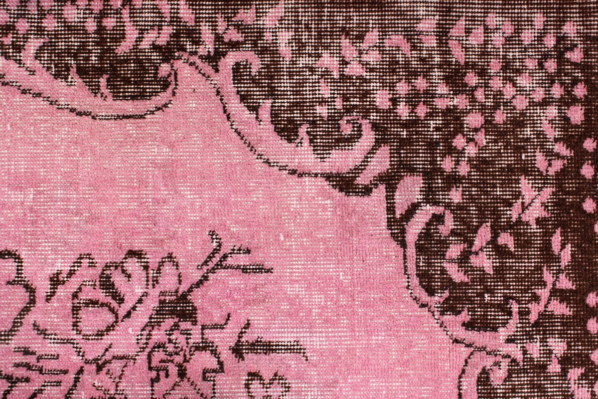 6x9 Pink and Brown Turkish Overdyed Rug